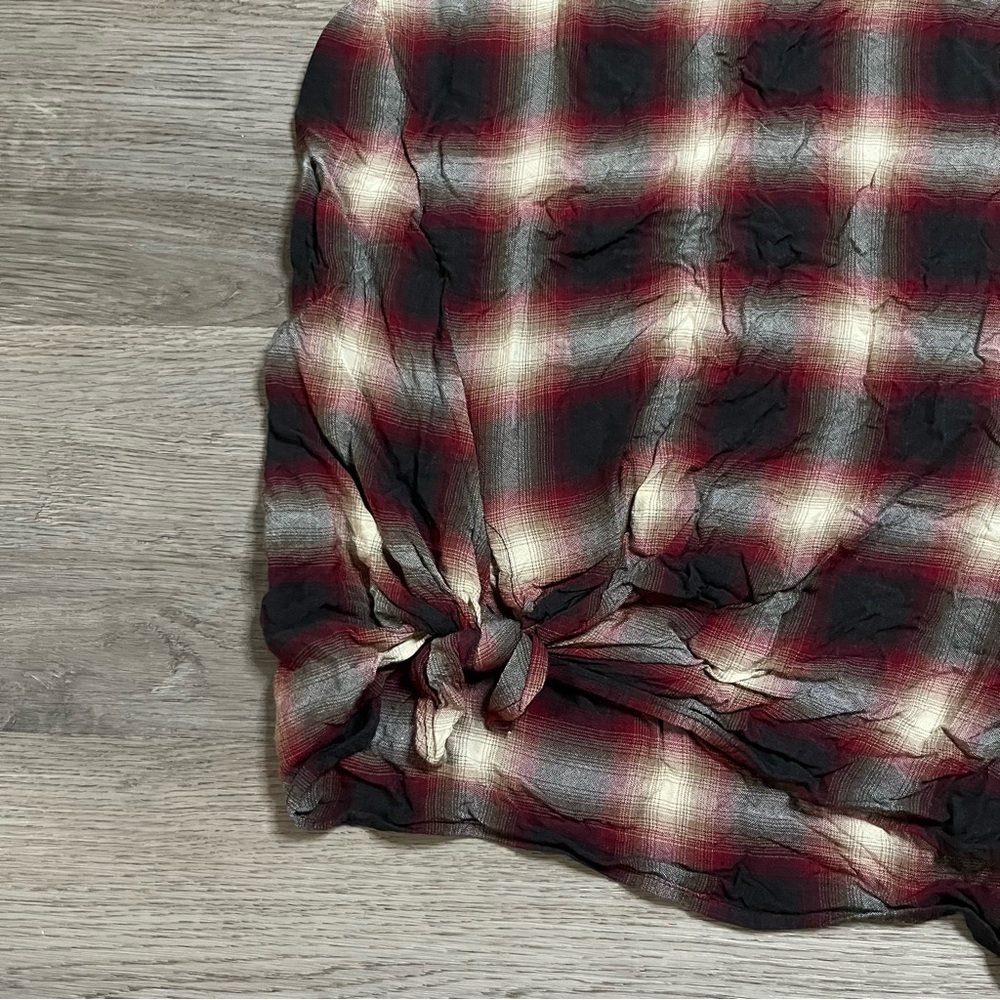 All Saints Womens Red Black Checked Tank Top Knot Hem Size 0 - Picture 2 of 6